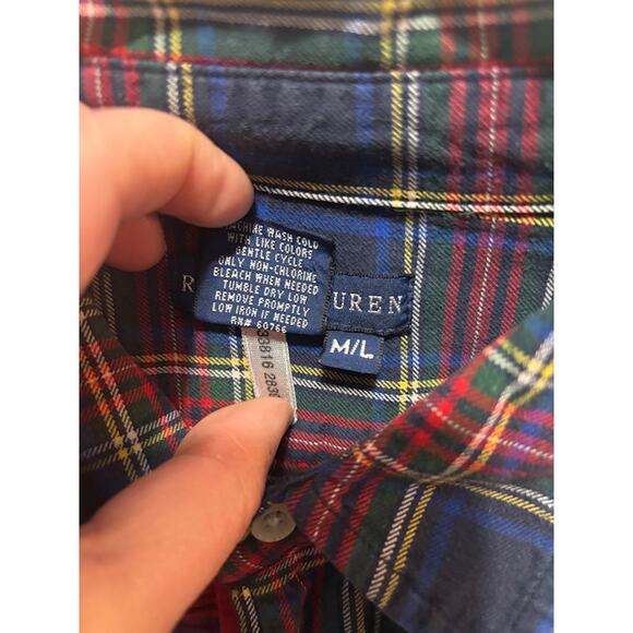 VTG Polo Ralph Lauren Shirt Men'd M/L Button Down Patchwork Plaid Lightweight - Picture 4 of 7